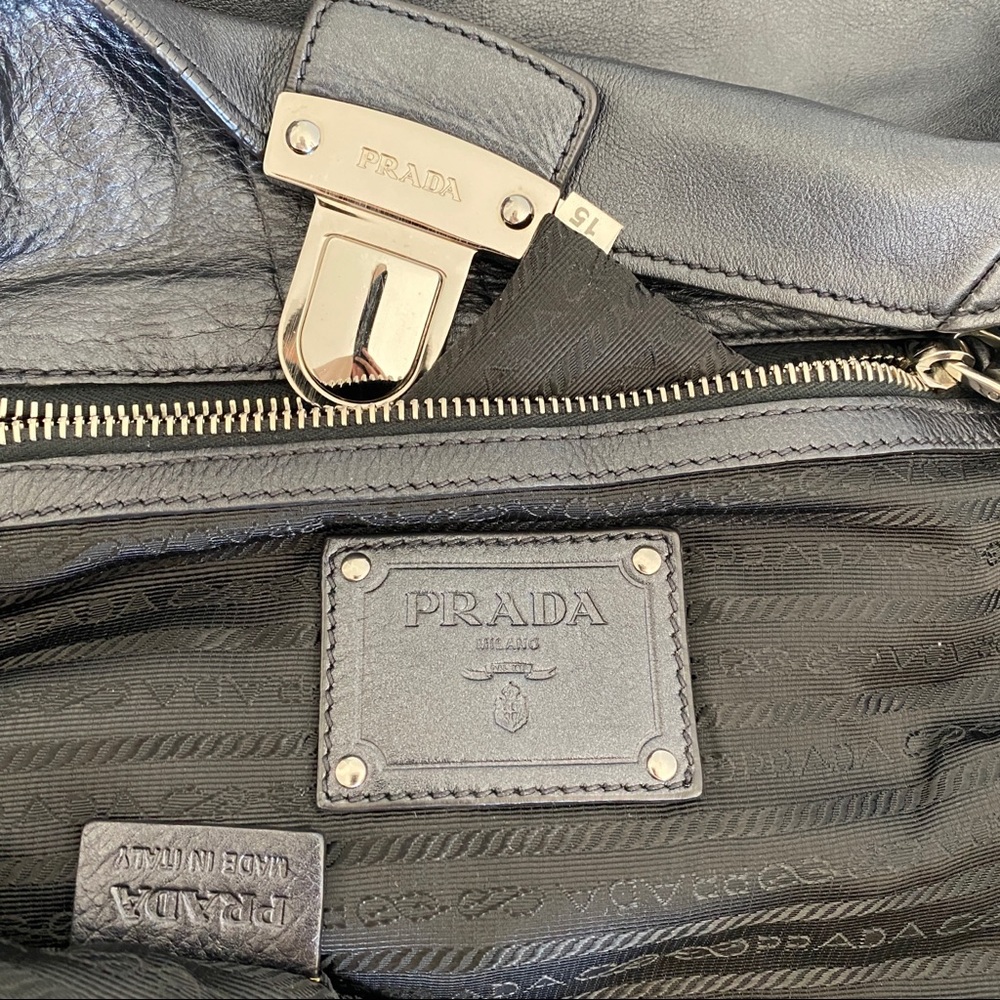 Prada Grayish Black Leather Tote Bag - Picture 10 of 15